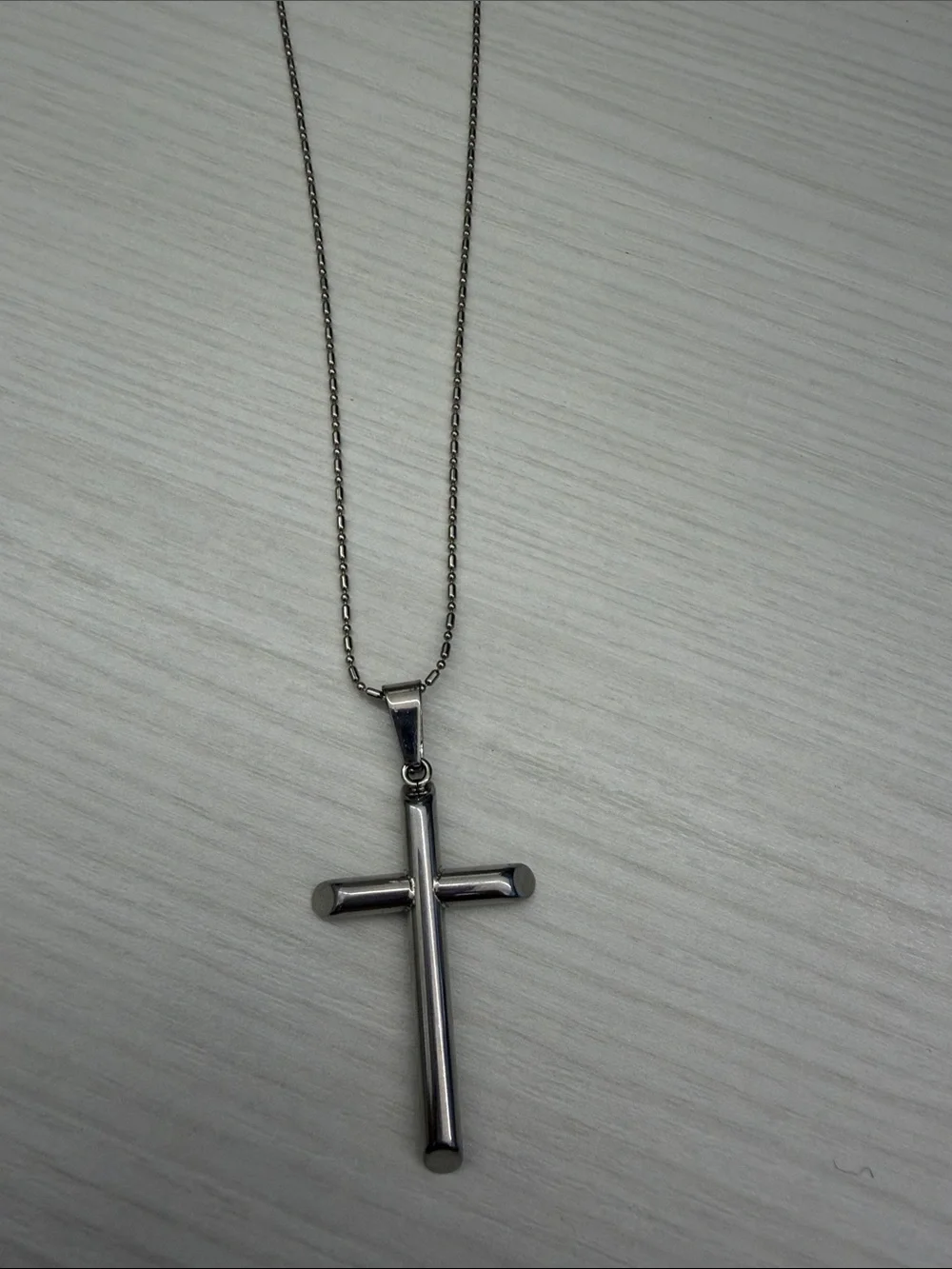 Men's Stainless Steel Cross Pendant Necklace - Silver